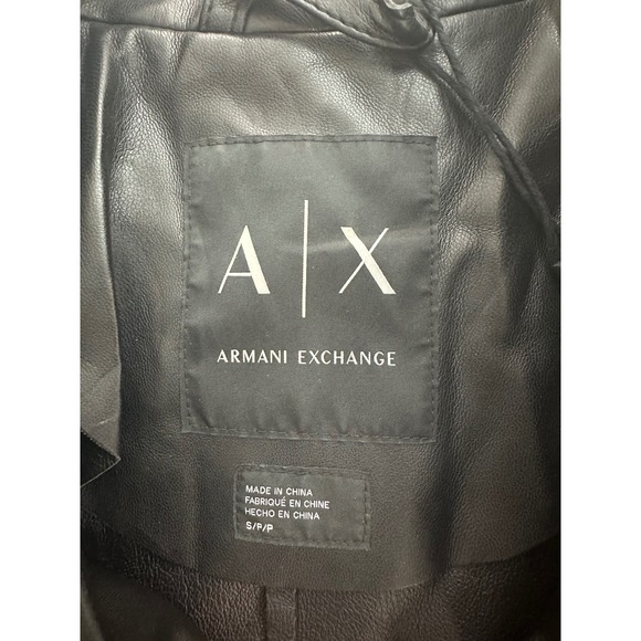 Armani Exchange‎ AX Black Faux Leather Moto Jacket Women's Size S Small - Picture 2 of 10
